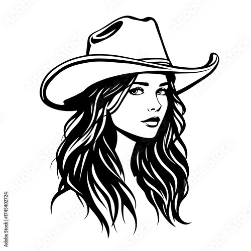 Beautiful blond girl in a cowboy hat with a glamourous smile perfect for western fashion