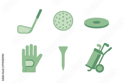 Essential golf equipment set including club ball tee glove and bag