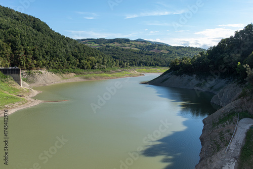 Lake Trebecco is an artificial reservoir on the Tidone River, formed by the Molato Dam.