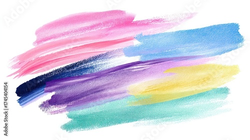 Wallpaper Mural Abstract watercolor brushstrokes in multiple colors on white background Torontodigital.ca