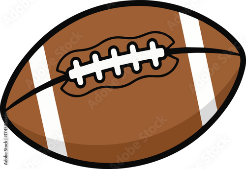 Brown American Football Ball with White Stripes and Laces sport game