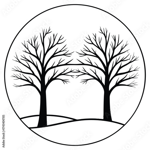 A black silhouette of a night snowfall