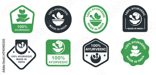 Ayurvedic made in india symbol set