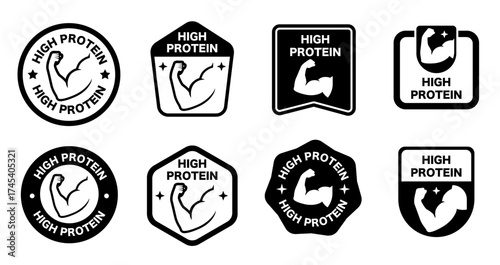 High Protein icon set vector