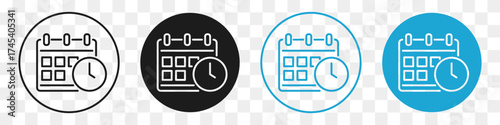 calendar date management line icon set