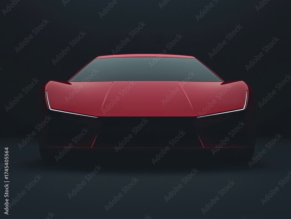 Naklejka premium Sleek Red Sports Car in Dim Lighting with Modern Aesthetic