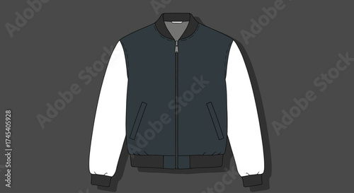vector illustration of a two-tone bomber jacket