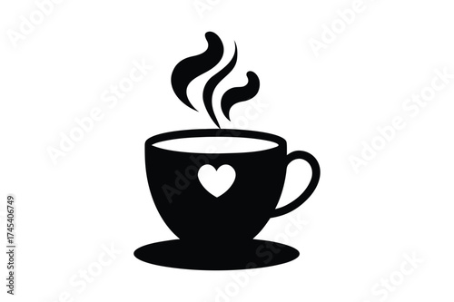 Coffee Cup silhouette  vector bundle, Set of Valentine Coffee Cup silhouette vector 