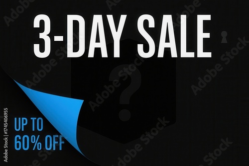 Promotional banner featuring a bold 3-DAY SALE with up to 60% OFF discount offer, modern sleek style, compelling retail sale promo.