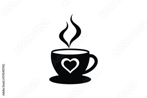Coffee Cup silhouette  vector bundle, Set of Valentine Coffee Cup silhouette vector 