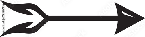PrintSimple black arrow with leafy fletching pointing right