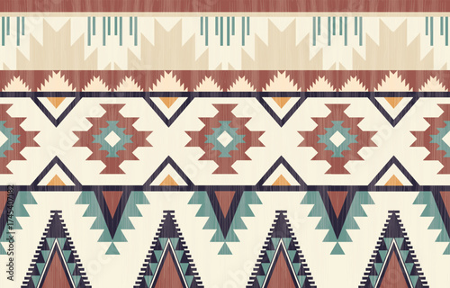 Geometric ethnic pattern seamless, Native American ethnic design, Southwestern decor design for background ,curtain, carpet, wallpaper, clothing, wrapping, Batik, vector illustration.