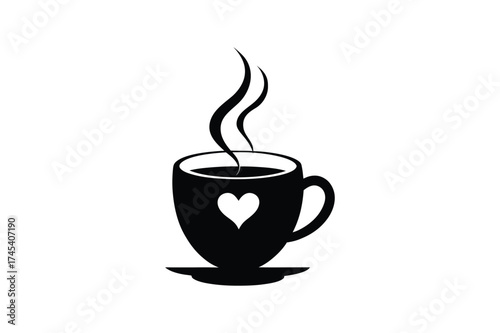 Coffee Cup silhouette  vector bundle, Set of Valentine Coffee Cup silhouette vector 