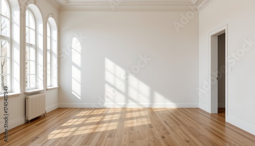 Wallpaper Mural A clean, modern room with hardwood floors and a large window allowing natural light to flood in, creating a bright and airy atmosphere Torontodigital.ca