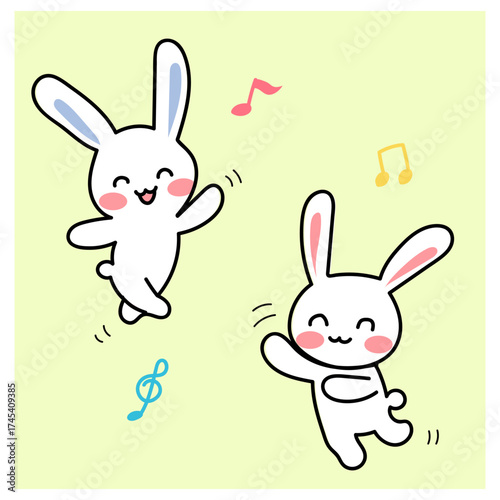 踊るうさぎ白色