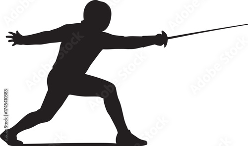 Fencer Attacking Silhouette | Dueling Action Vector Art in Ultra HD