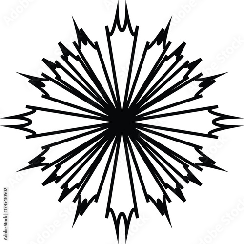 a graphic representation of a sunburst. A sunburst is a design or pattern that resembles the sun with rays radiating outwards from a central point. 
