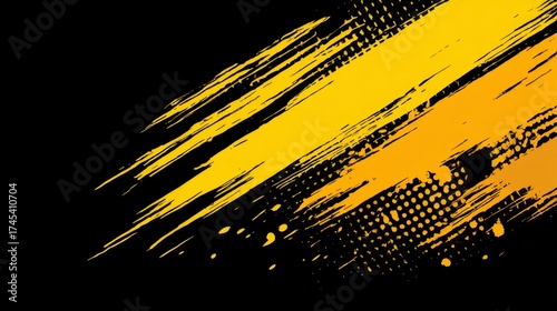 Yellow and black textured vector background with bold paint strokes and abstract design, ideal for business templates, marketing banners, flyers, brochures, posters, and digital presentations