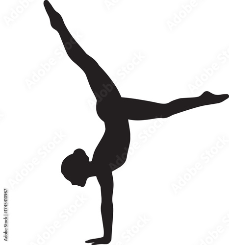 One Arm Handstand Gymnast Silhouette | Strength & Balance Vector Art