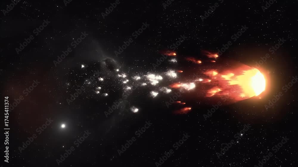 Cosmic fireball shattering in deep space galaxy