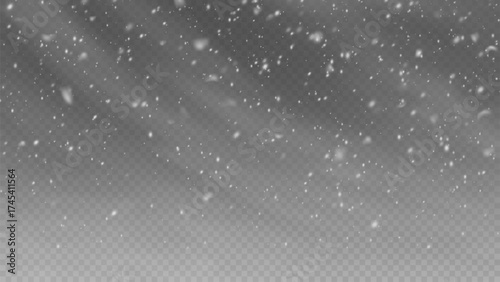 Png Falling snow on transparent background. Light snowfall, snowflakes, Snow flakes, snow background. Bokeh lights.
