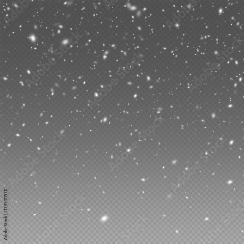 Png Falling snow on transparent background. Light snowfall, snowflakes, Snow flakes, snow background. Bokeh lights.
