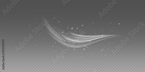 Winter blizzard vector PNG overlay with snow dust and glowing particles. Transparent frosty air texture for cold wind or festive composition.