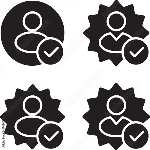 Four user verification icons arranged in a grid pattern against a white background design element