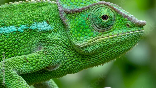 Vibrant Green Chameleon in Tropical Jungle - Generative AI Content
