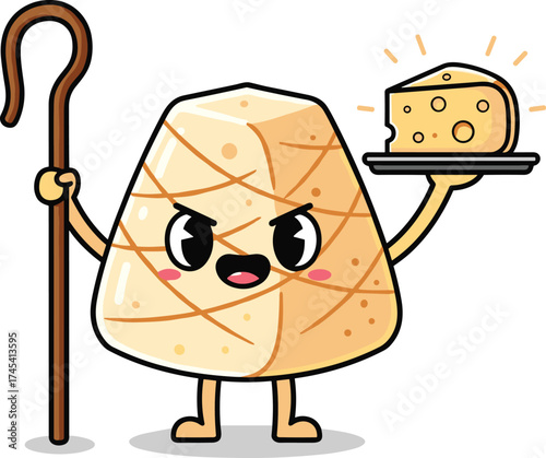 Cartoon Mămăligă with Cheese and Shepherd's Staff