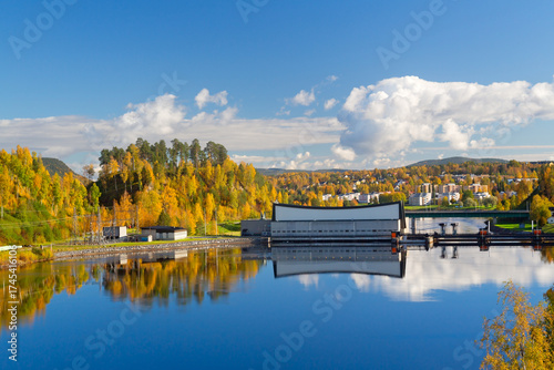Panoramic view of Solleftea City in in northern Sweden, Scandinavia