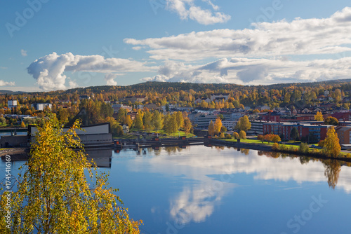 Panoramic view of Solleftea City in in northern Sweden, Scandinavia