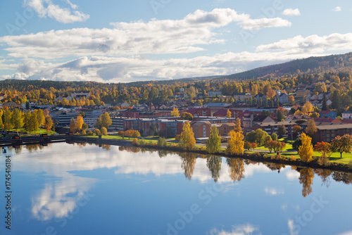 Panoramic view of Solleftea City in in northern Sweden, Scandinavia