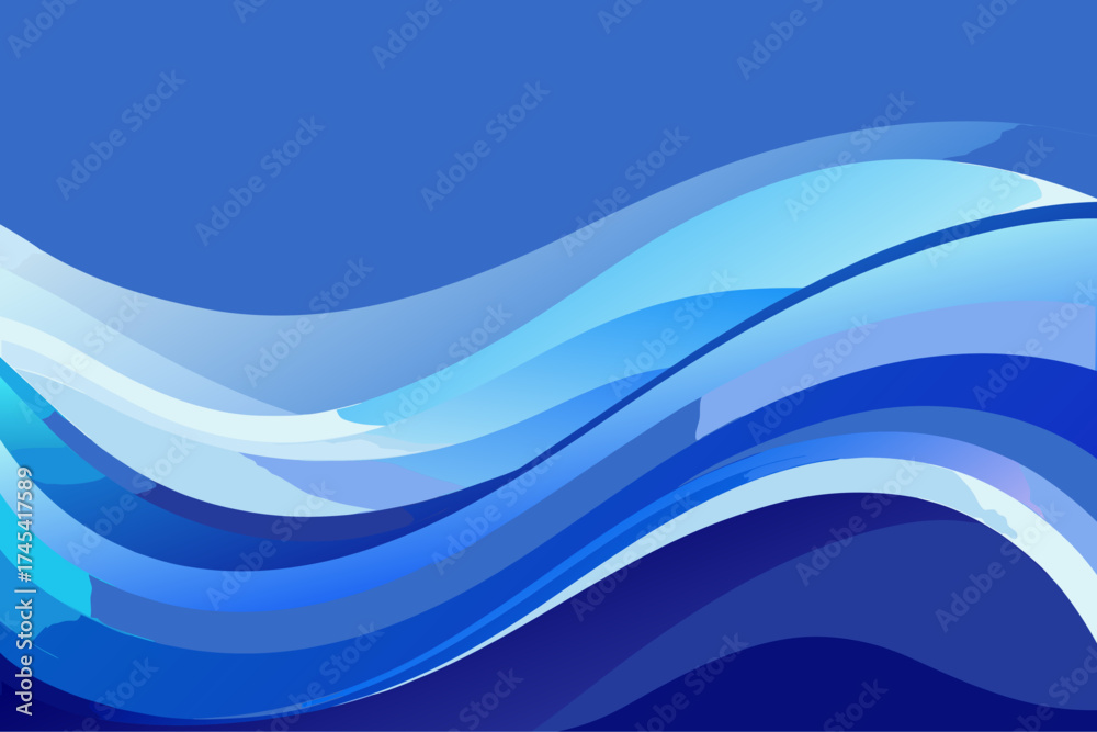 Fototapeta premium Abstract flowing blue waves minimalist vector graphic background scalable illustration vector