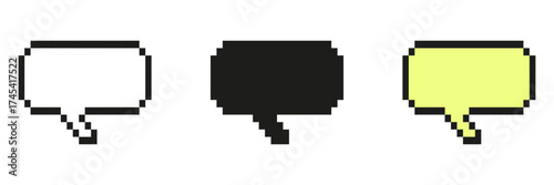 Pixel Chat Balloon Set Icon. Pixel Art Collection Messaging Bubbles for Dialog Exchange. Isolated Vector Illustration