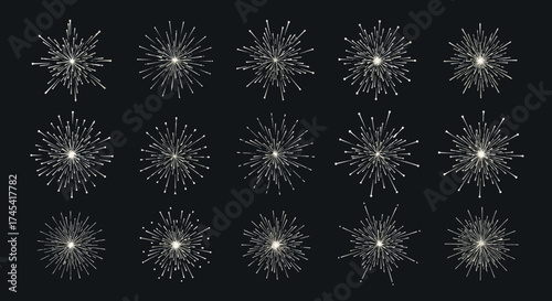 A dazzling collection of sparkling starbursts illuminating the night sky with their radiant brilliance.