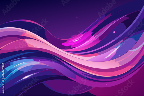 Abstract ethereal background with flowing luminescent waves purple blue pink vector