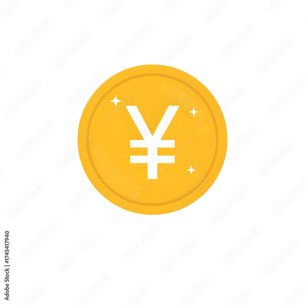 Obraz premium Illustration of a yen coin, isolated on transparent background, representing japanese currency, finance, investment, and economic activity in japan