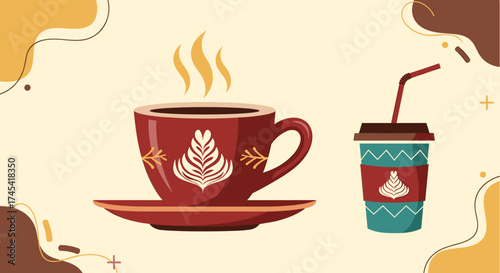 Enjoy a warm cup of coffee and a refreshing drink on a cozy day.