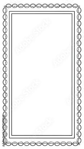 Decorative frame with oval bead border simple vector design element for invitations isolated on whit