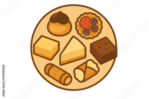 Assortment of baked goods and sweet pastries arranged on a serving platter