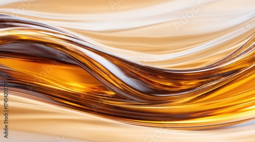 Abstract flowing liquid texture with warm golden hues, creating a serene atmosphere for design use