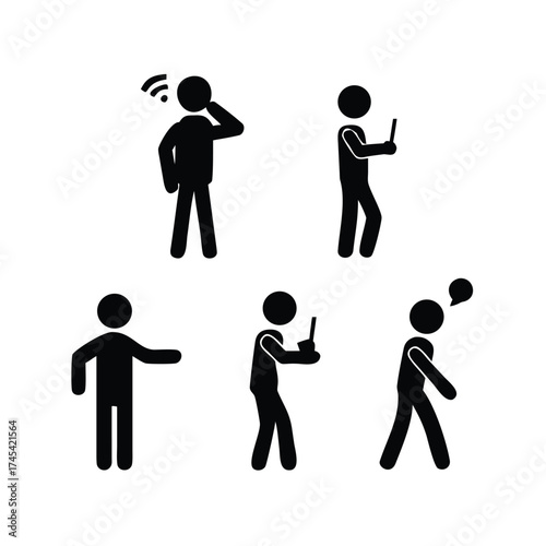 Minimalist Black Vector Pictogram Set: Modern Human Behavior