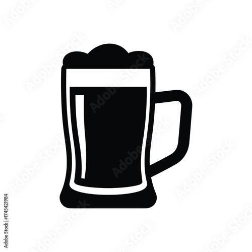 Black beer mug icon with foam drink beverage