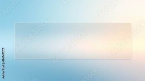 A translucent rectangle panel floating in a gradient of light blue and soft yellow background space art