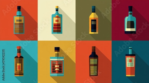 Whiskey vector icon pack in flat style