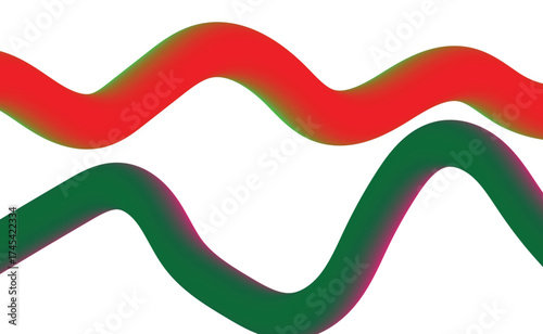 Red and Green Gradient Waves on White Background abstract
