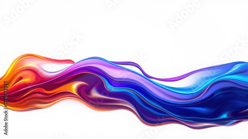 Abstract colorful fluid wave design with orange red purple and blue on a white background space