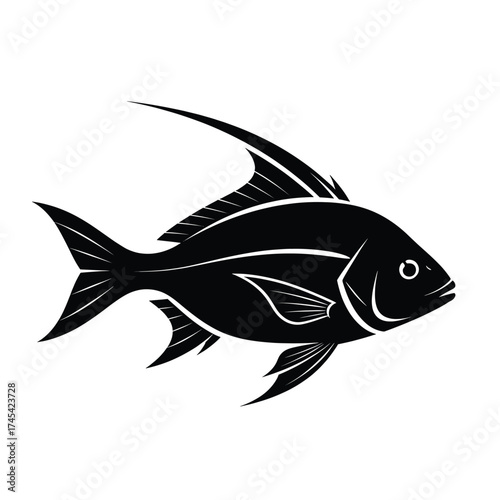 Black fish silhouette marine aquatic