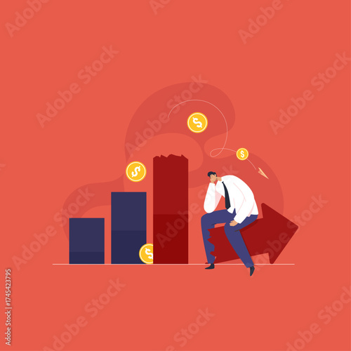 Vector global recession unexpected stock market drop business financial money market crisis